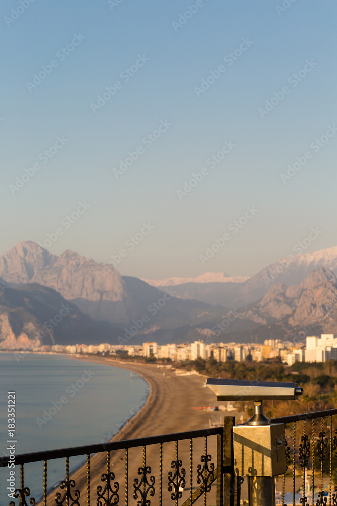 Obraz premium Stationary binoculars on the viewing platform
