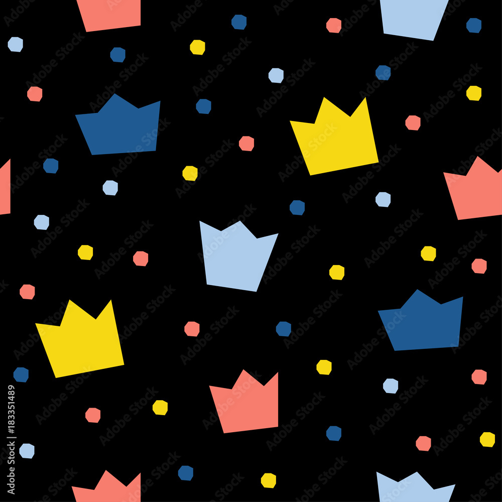 Abstract crown seamless pattern background. Childish wallpaper for design card, wallpaper, album, scrapbook, holiday wrapping paper, textile fabric, bag print, t shirt etc. Abstract crown seamless pattern background. Childish wallpaper for design card, wallpaper, album, scrapbook, holiday wrapping paper, textile fabric, bag print, t shirt etc.