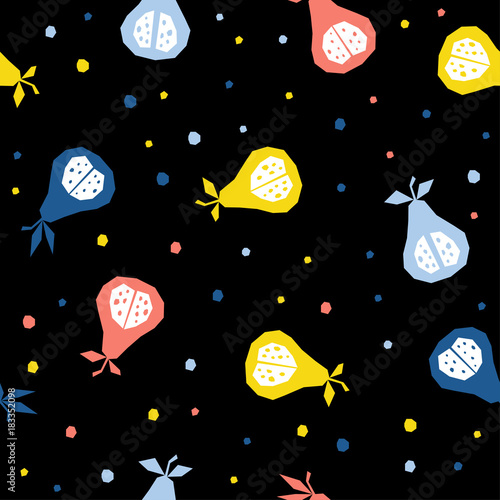 Abstract pear seamless pattern background. Childish handmade pear for design card, cafe menu, wallpaper, summer gift album, scrapbook, holiday wrapping paper, textile fabric, bag print, t-shirt etc.
