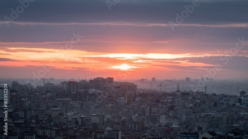Sunset in Istanbul with panoramic cityscape © CanYalicn