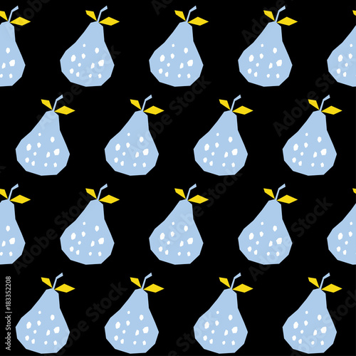 Abstract pear seamless pattern background. Childish handmade pear for design card, cafe menu, wallpaper, summer gift album, scrapbook, holiday wrapping paper, textile fabric, bag print, t-shirt etc.
