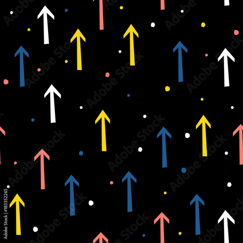 Abstract arrow seamless pattern background. Childish handmade craft for design card, wallpaper, album, scrapbook, holiday wrapping paper, textile fabric, bag print, t shirt etc.