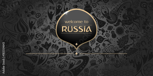 Welcome to Russia, horizontal banner, vector template
