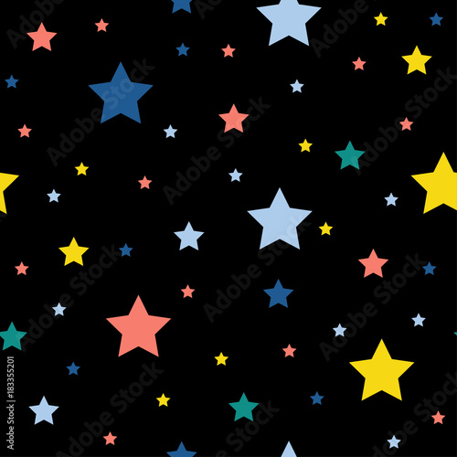 Abstract star seamless pattern background. Childish handcrafted wallpaper for design card, wallpaper, album, scrapbook, holiday wrapping paper, textile fabric, bag print, t shirt etc.