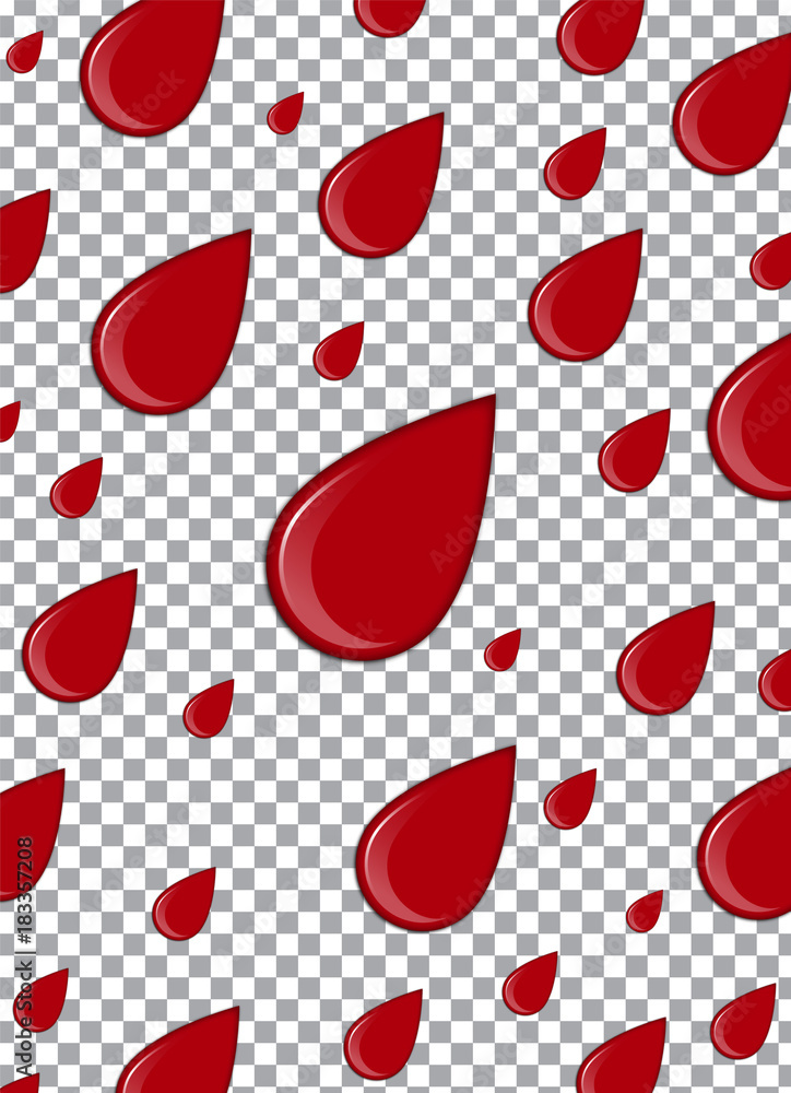 Vector Bloody background. Strawberry syrup or ketchup on transparent Background