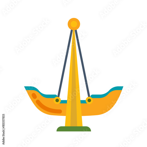 Attraction ship, swinging boat. Amusement park. Place for children's games.