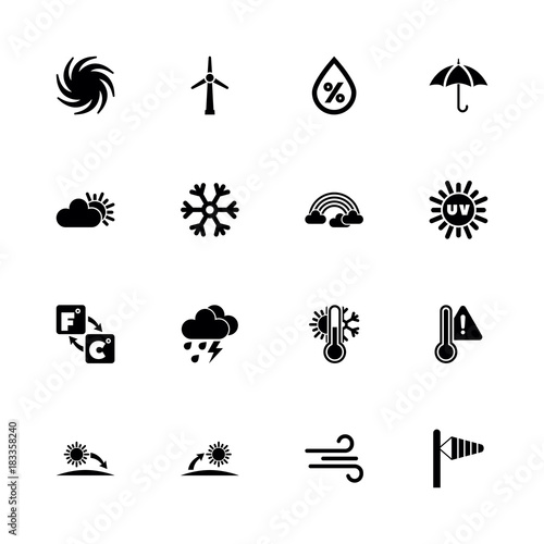 Weather icons - Expand to any size - Change to any colour. Flat Vector Icons - Black Illustration on White Background.