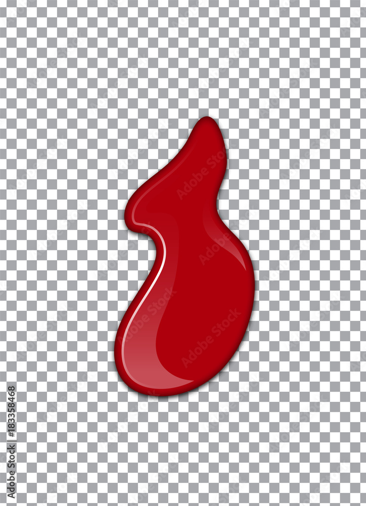 Vector Bloody background. Strawberry syrup or ketchup on transparent Background