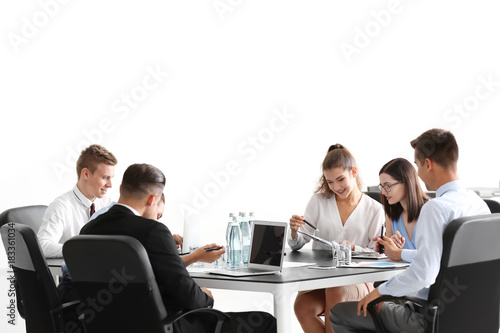 Team of young consulting experts on business meeting in office