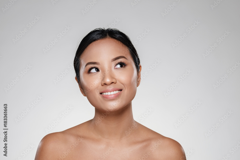 Smiling lady looking camera and smiling isolated Smiling lady looking camera and smiling isolated