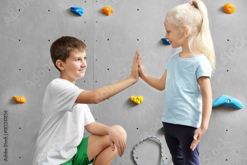 Little girl and young boy i...