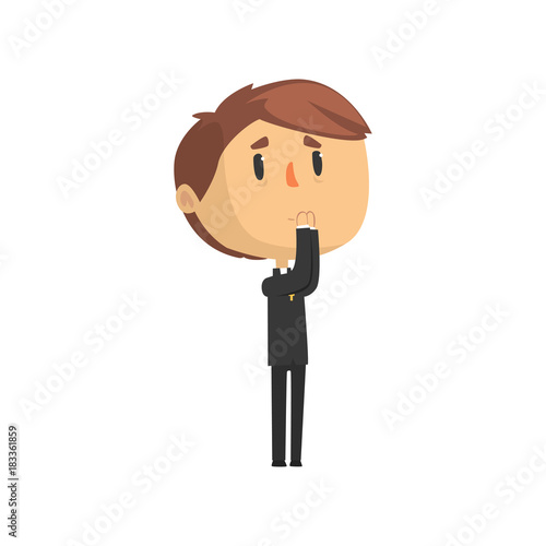 Young priest character praying, catholic preacher, holy father cartoon vector illustration