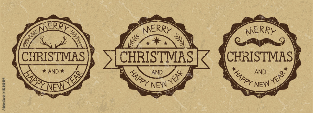 Grunge Christmas stamps on old paper background. Wild west style. Grunge Christmas stamps on old paper background. Wild west style.