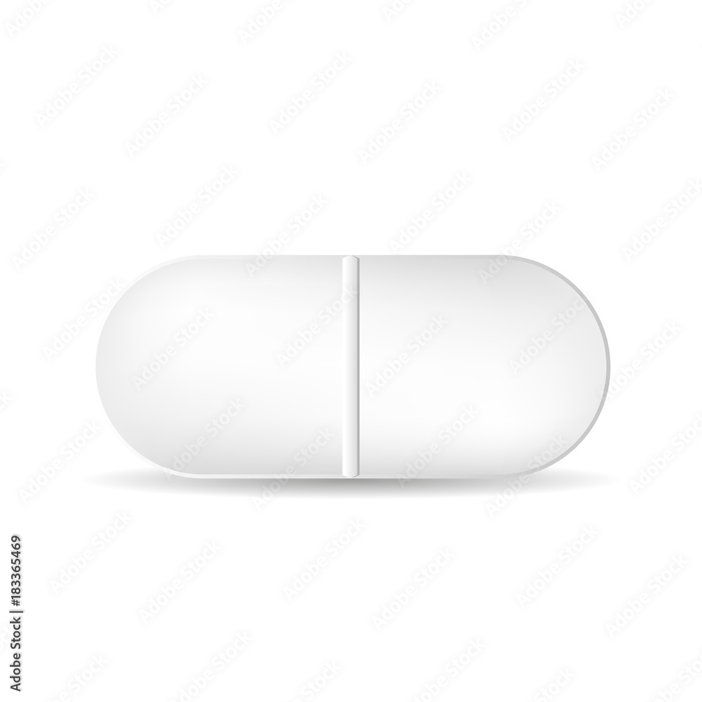 An oval pill or tablet isolated on the white background. Medicine and drugs  vector illustration. Stock Vector | Adobe Stock