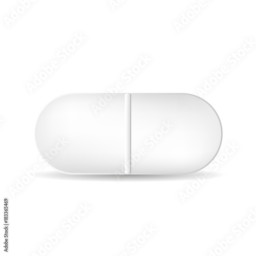 An oval pill or tablet isolated on the white background. Medicine and drugs vector illustration.