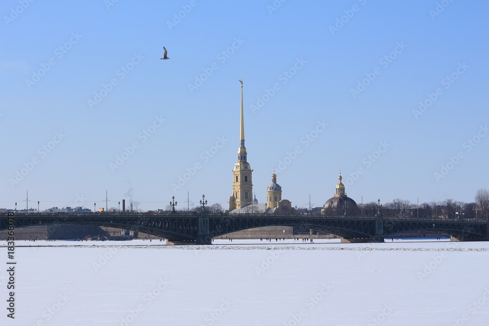 Russia, St. Petersburg, Peter and Paul Fortress in winter