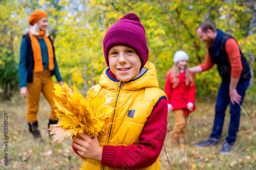 Family in an autumn park