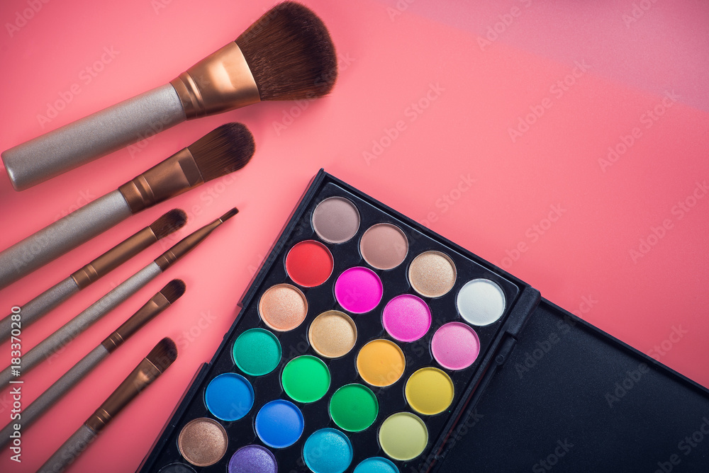 beauty colored cosmetic palette with brush beauty colored cosmetic palette with brush