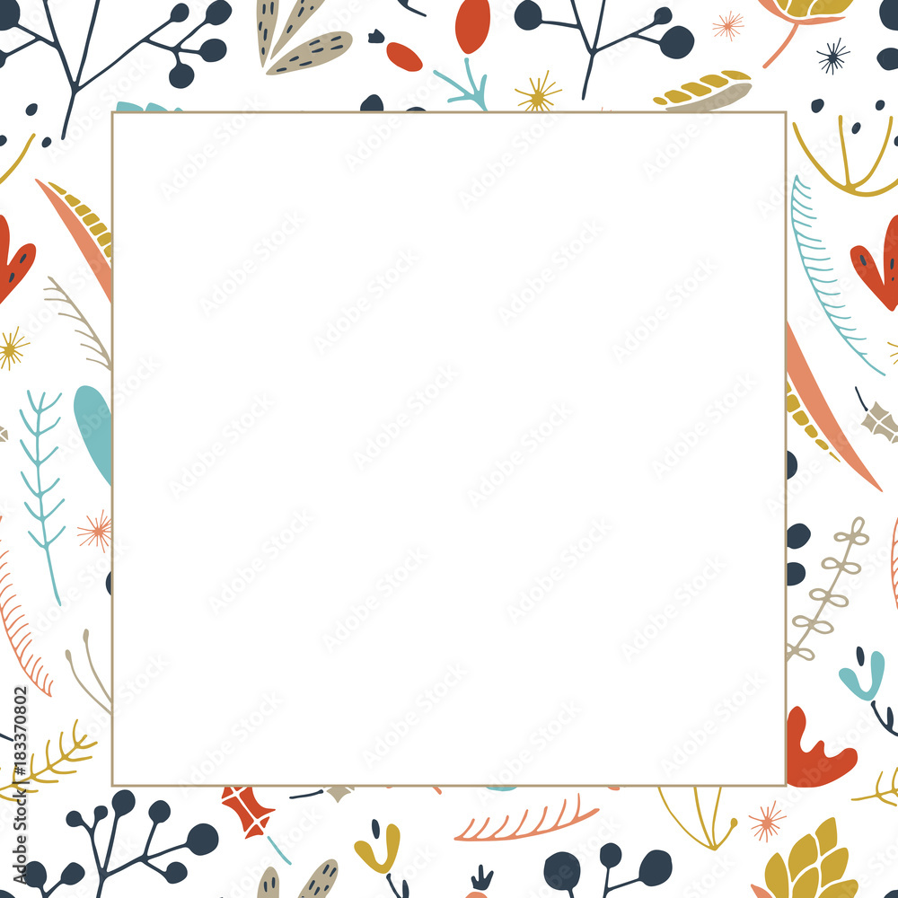 Obraz premium Magic forest template for text. Floral template with empty centre.