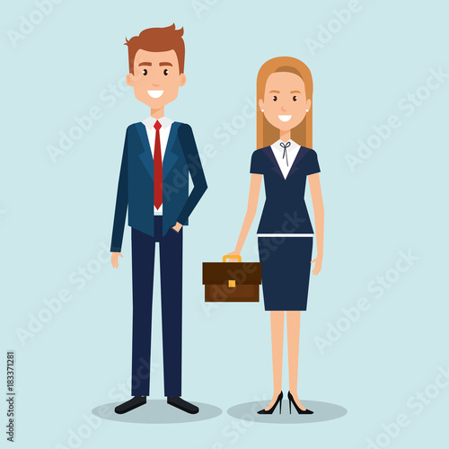 couple of professional workers vector illustration design