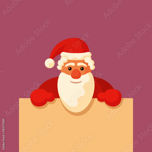 Santa Claus with blank board. © Tindo