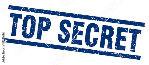 square grunge blue top secret stamp