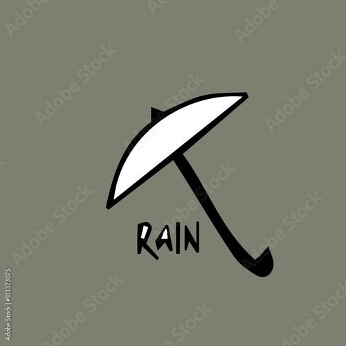 Symbol of umbrella with inscription rain