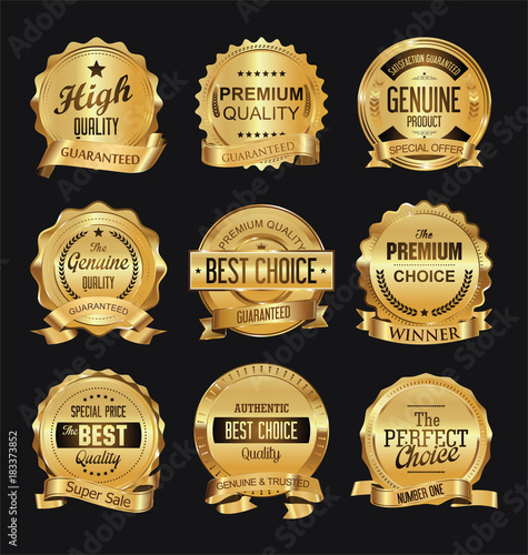 Retro golden badge vector illustration collection 