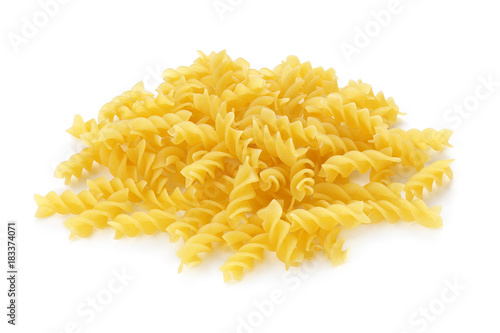 pasta fusilli on white background