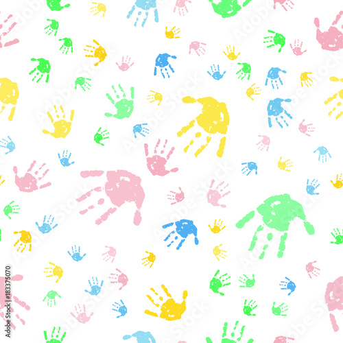 The cute pattern of kids hands.