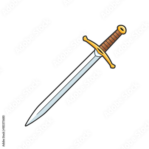 Medieval sword vector illustration isolated on white