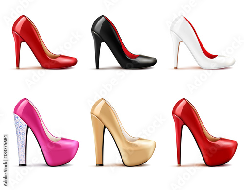 Women Shoes Realistic Set
