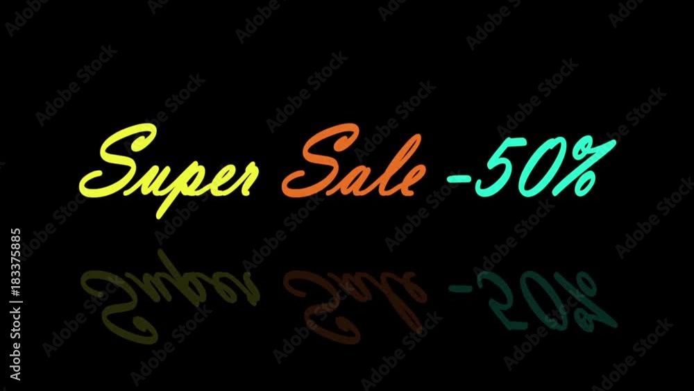 A colored inscription on a black background from particles. A colored inscription on a black background from particles.