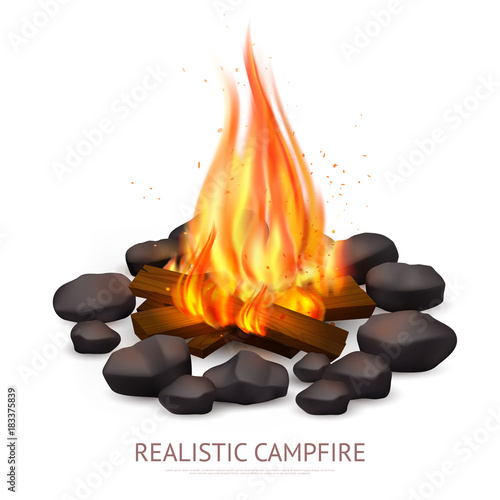 Realistic Campfire Background Composition