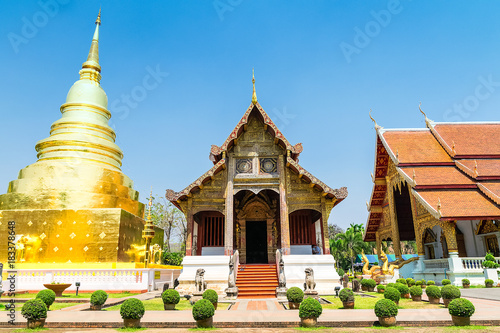 group of magestic buddhist temples in thailand