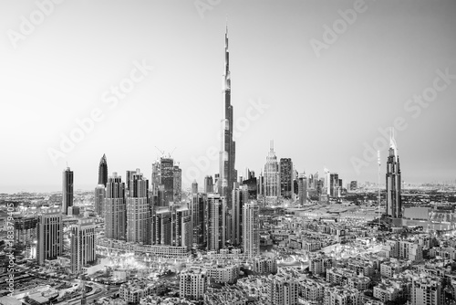 Obraz na płótnie DUBAI ,UNITED ARAB EMIRATES-FEBRUARY 18, 2017: Beautiful Dubai downtown at the sunset,Dubai,United Arab Emirates w salonie