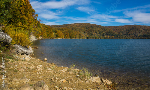 Fototapeta Naklejka Na Ścianę i Meble -  Lake Solinskie in Solina, Bieszczady, Poland