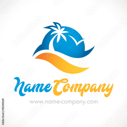logo mer océan vacances palmier