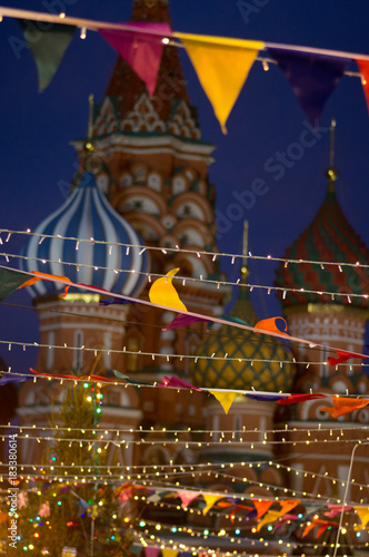 Pokrovsky Cathedral and christmas fair on Red Square