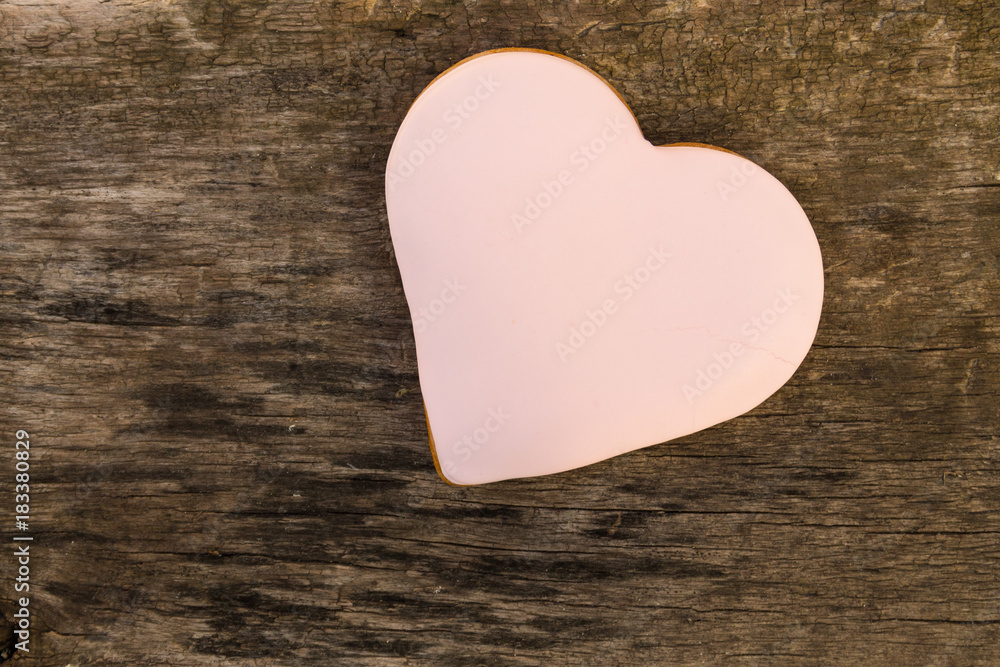 Heart shaped cookies for valentine day on rustic wooden table Heart shaped cookies for valentine day on rustic wooden table