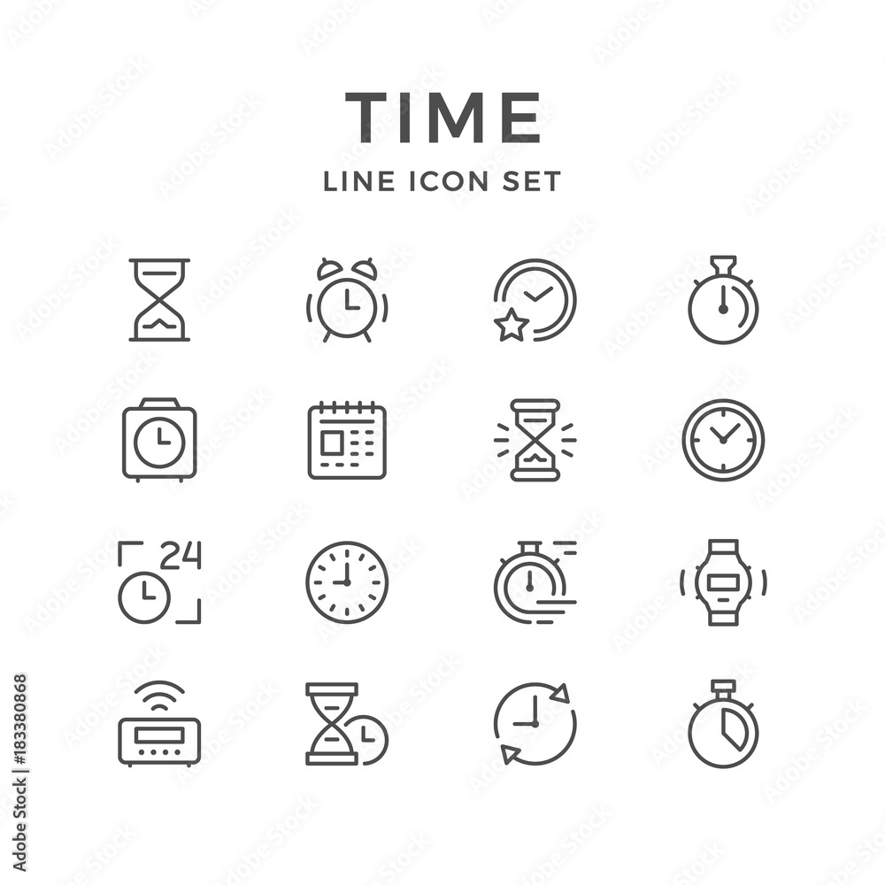 Set line icons of time Set line icons of time
