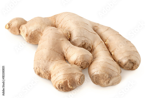 Isolated ginger. Raw ginger root isolated on white background with clipping path