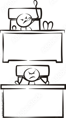 angry boss sitting behind the desk - stickman
