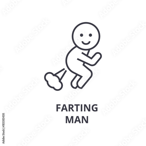 farting man line icon, outline sign, linear symbol, flat vector illustration