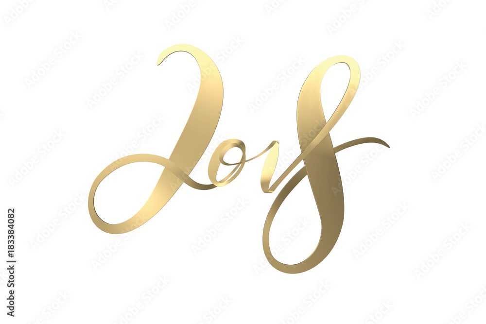 Fototapeta premium New 2018 year golden lettering number figures isolated on white background. 3D illustration