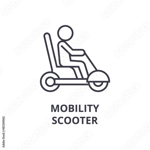 mobility scooter line icon, outline sign, linear symbol, flat vector illustration