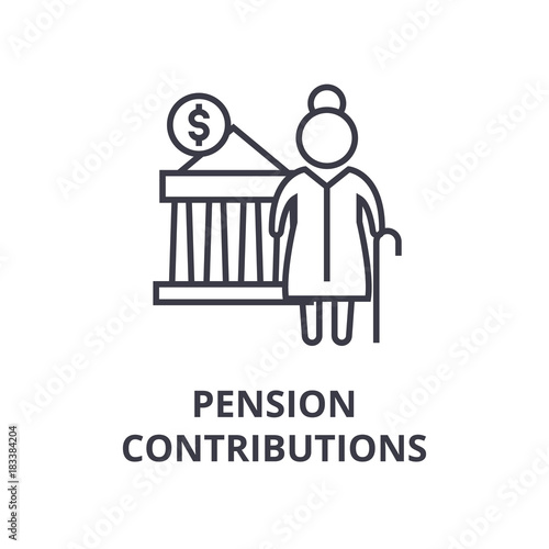 pension contributions line icon, outline sign, linear symbol, flat vector illustration