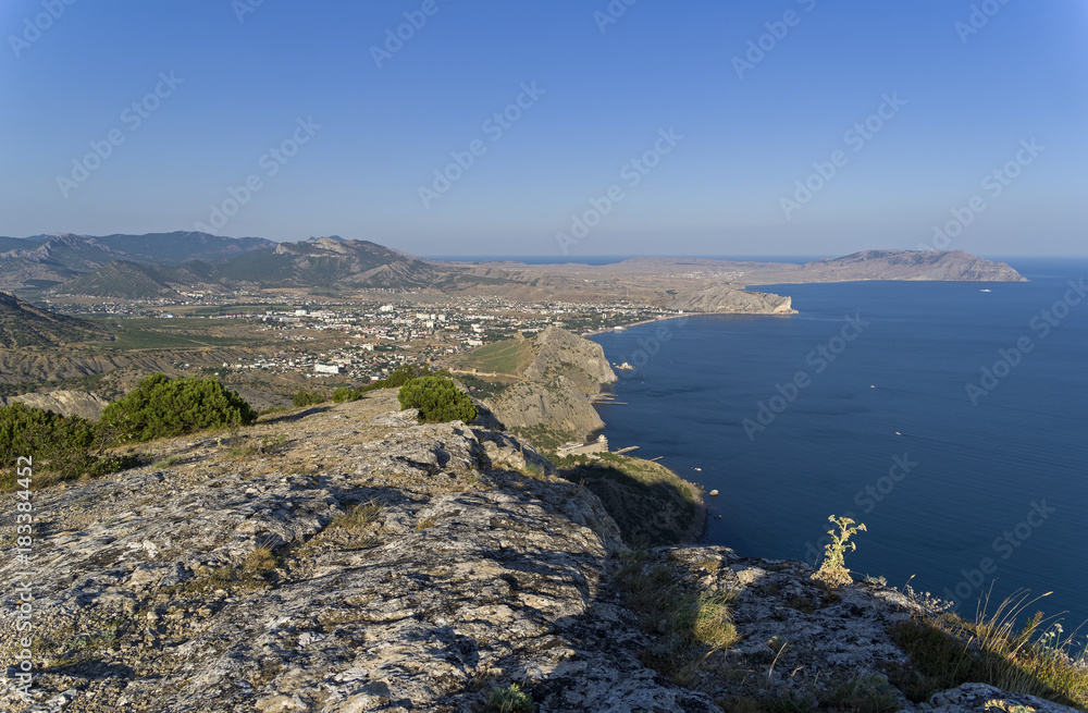 View  from the mountainside. Black Sea coast, Crimea.