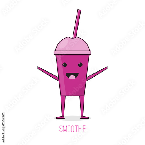 Cartoon Smoothie Go Cup Fruits Cocktail Stock Vector (Royalty Free)  343654493