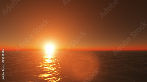 Beautiful sunset, amazing colors, light beam shining through the cloud 3d illustration © flashmovie
